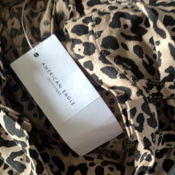 AE high Rise Leopard  cheetah animal Print Paper bag Pant wide leg size XS‎ NWT - Picture 5 of 14